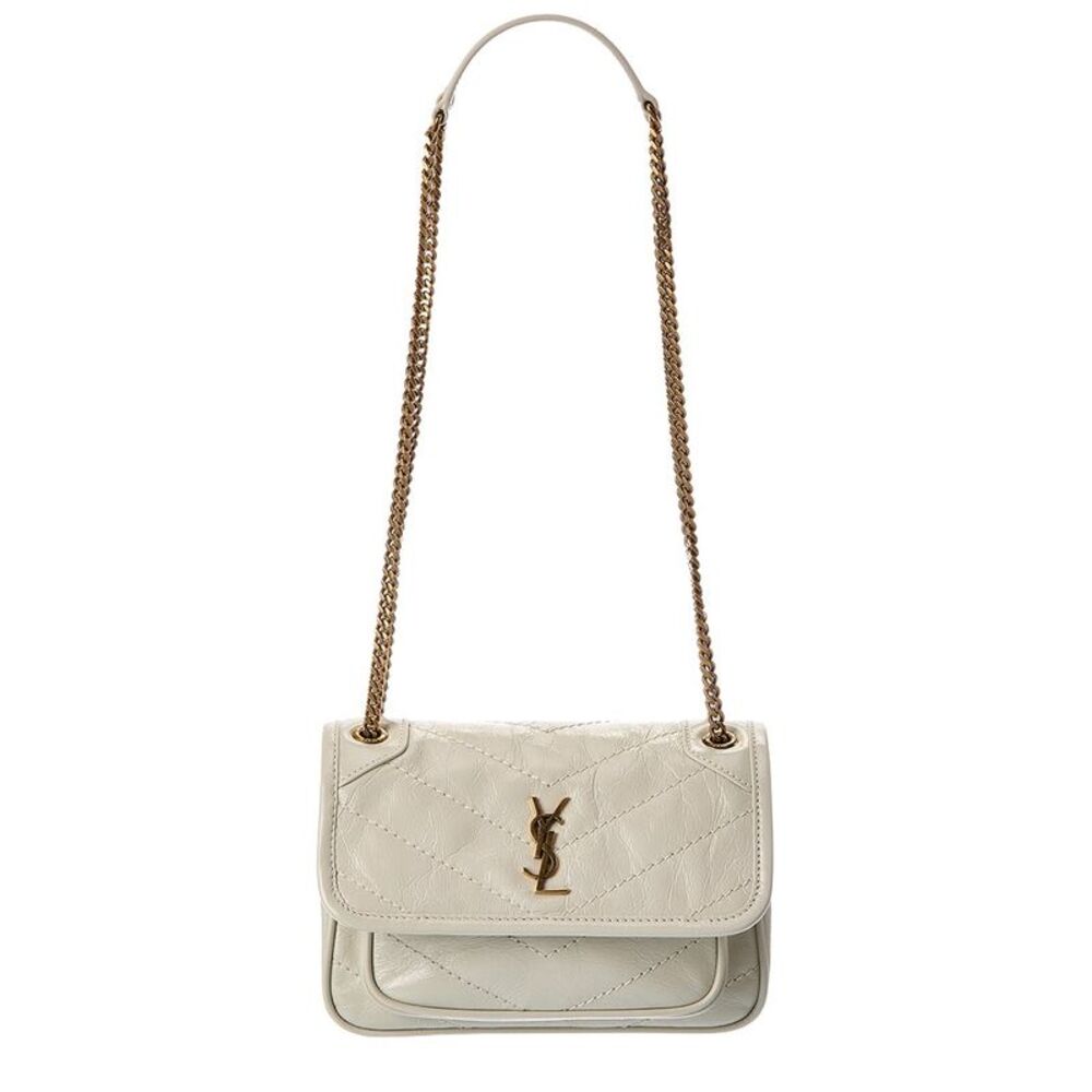 Saint Laurent Niki Mini Leather Shoulder Bag, White